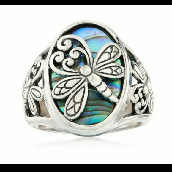 Dragonfly abalone silver plated ring 7 8 9 10 - Picture 4 of 4